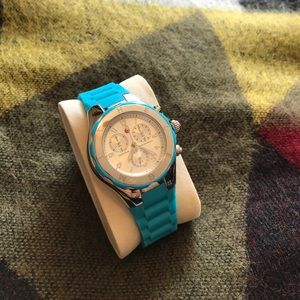 Michele Blue Jelly watch with silver